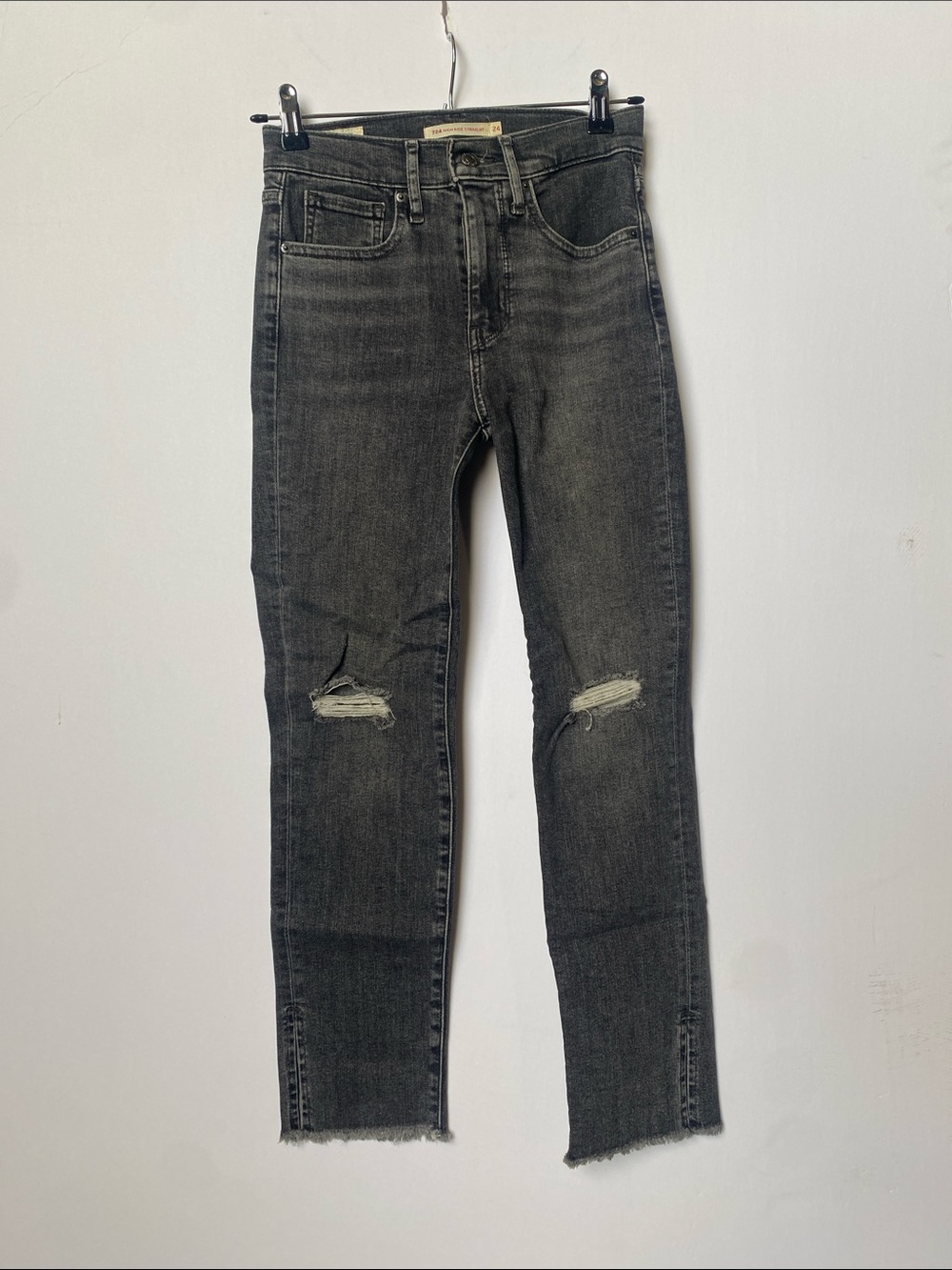 Levi's Women's Charcoal Black Skinny Ripped Jeans